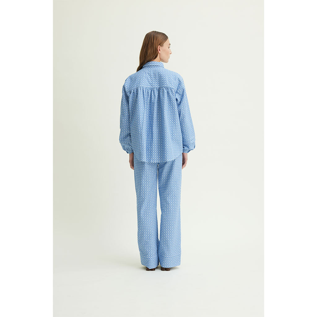 Panne organic cotton pants delosca blue/white