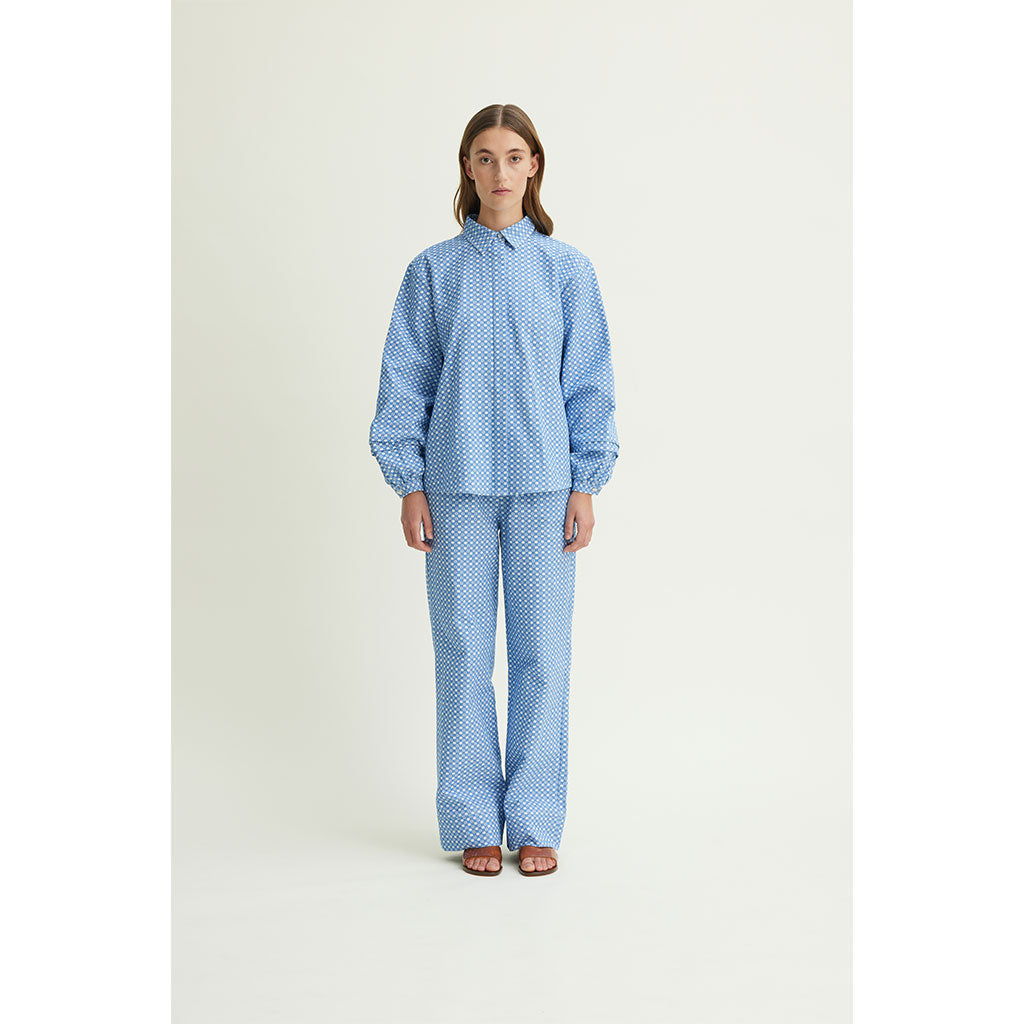 Panne organic cotton pants delosca blue/white