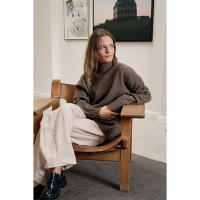 Bonni lambswool high-neck knit sweate grey/brown melange