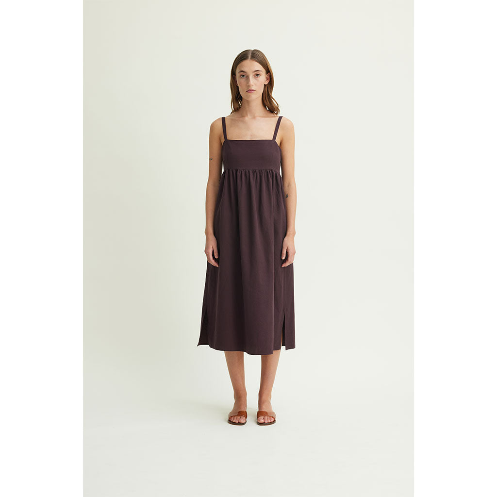 Dagmy organic GOTS strap dress Bordeaux
