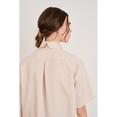 Signe oversize short sleeve Tencel shirt light beige