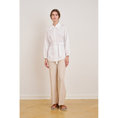 Sigrid organic shirt blouse off white with collar