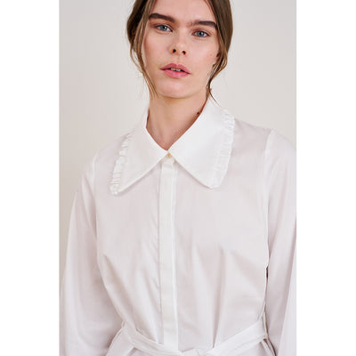 Sigrid organic shirt blouse off white with collar