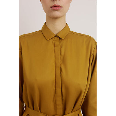 Dilby mustard yellow tencel shirt dress