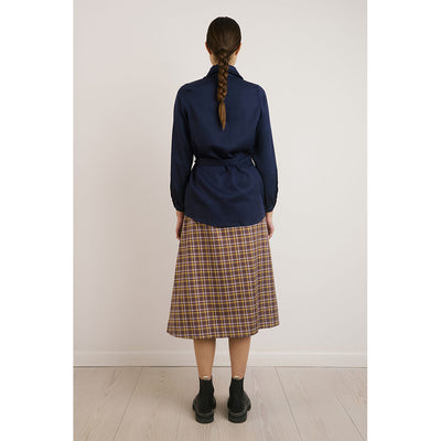 Schulz by Crowd Sigrid tencel shirt blouse with collar dark blue