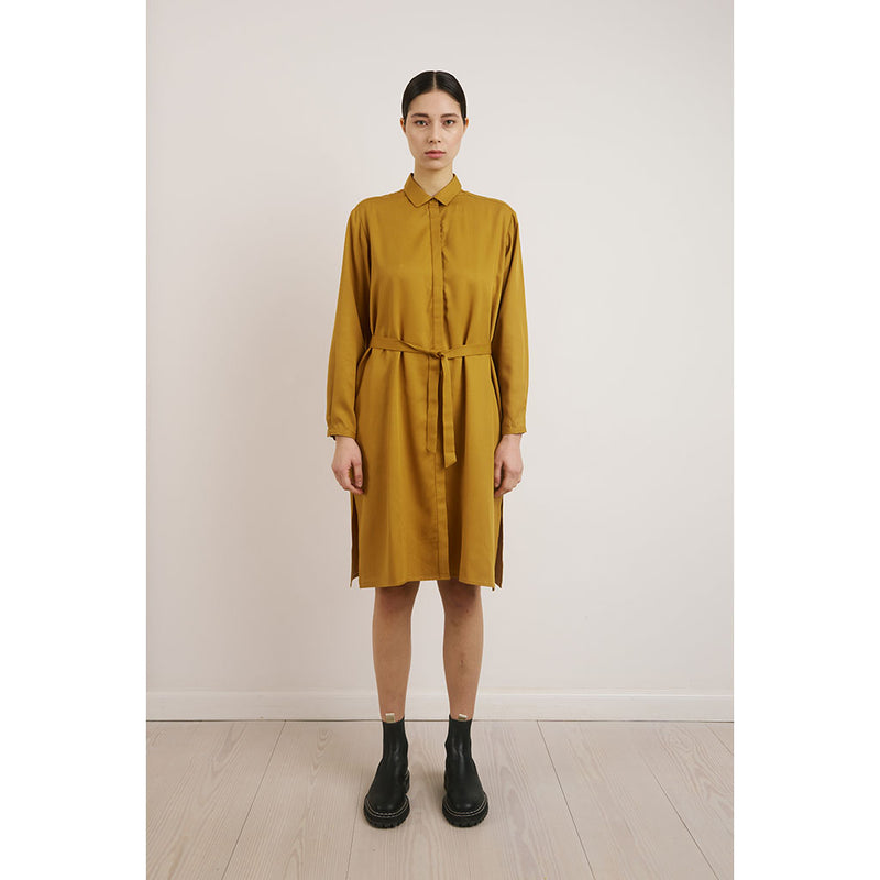 Schulz by Crowd Dilby shirt dress tencel mustard yellow with belt