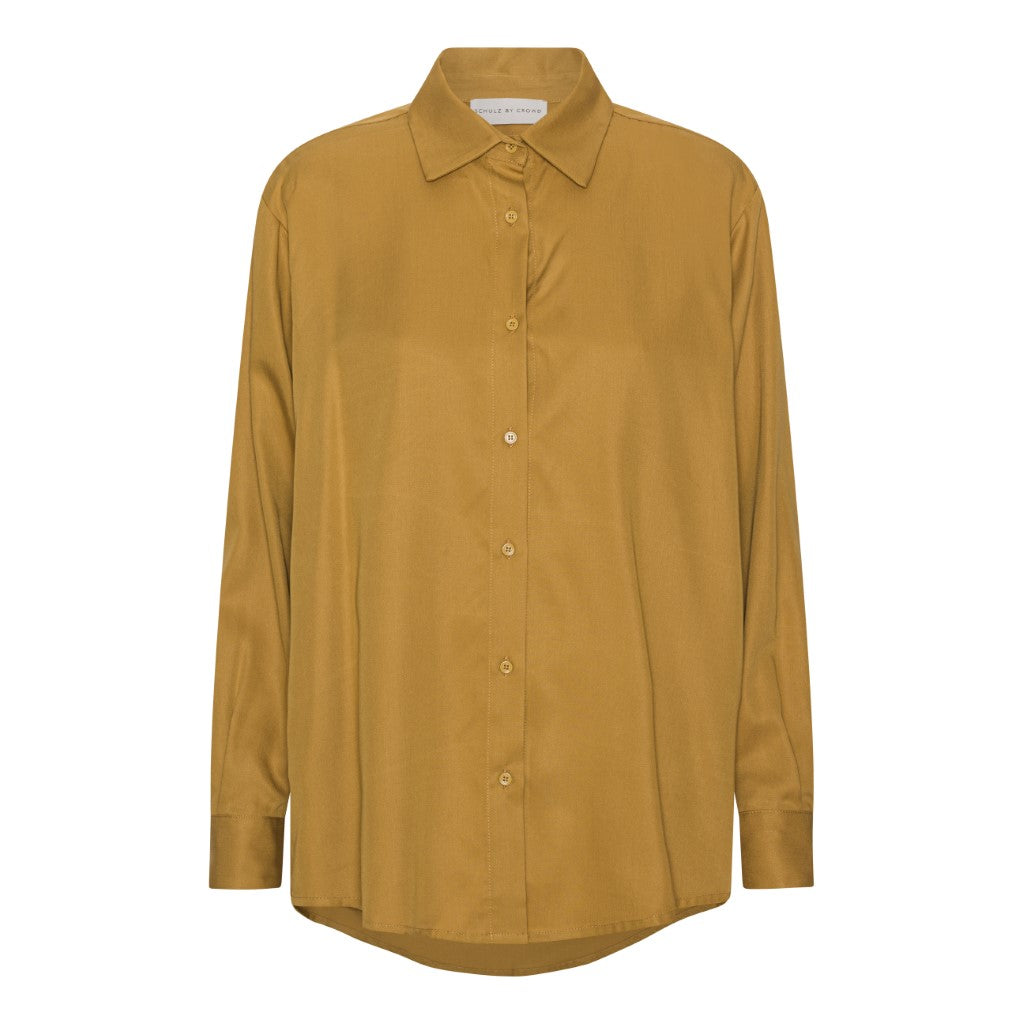 Schulz by Crowd Sanne oversize skjorte tencel mustard yellow