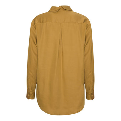 Schulz by Crowd Sigrid tencel shirt blouse with collar mustard yellow
