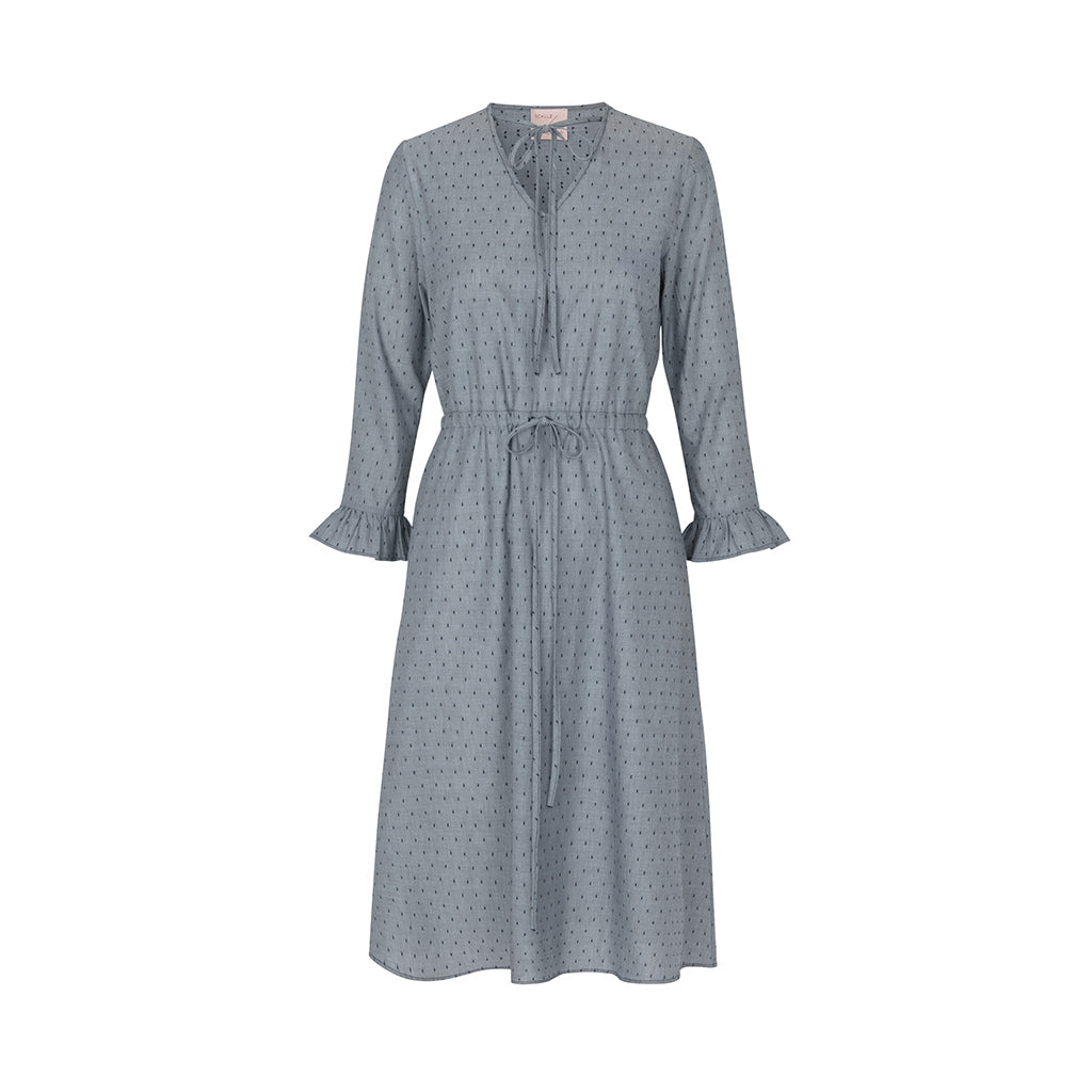 Schulz by Crowd Dicte dress kjole økologisk bomuld gots certificeret blå med prikker