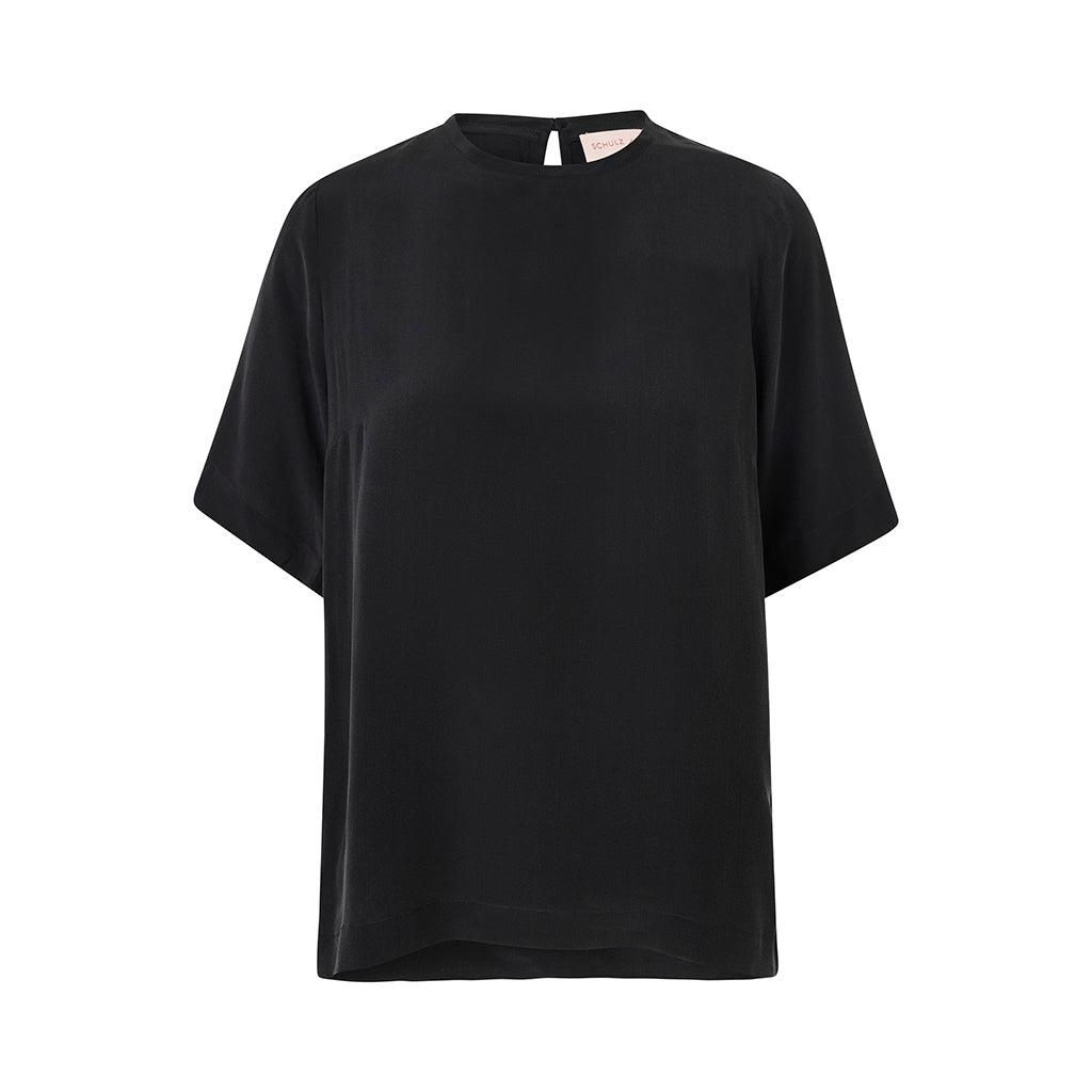 Schulz by Crowd silke t-shirt i sort