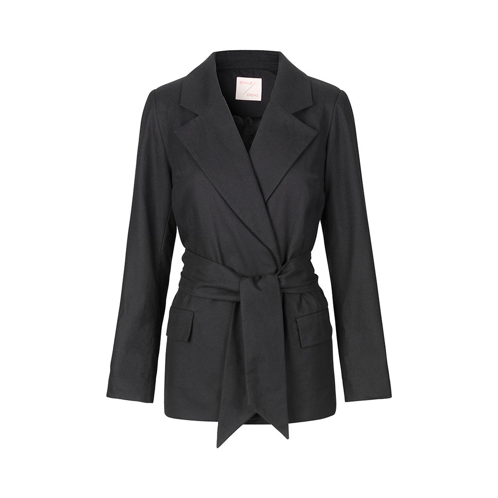 Schulz by Crowd blazer i økologisk bomuld med bindebånd i taljen