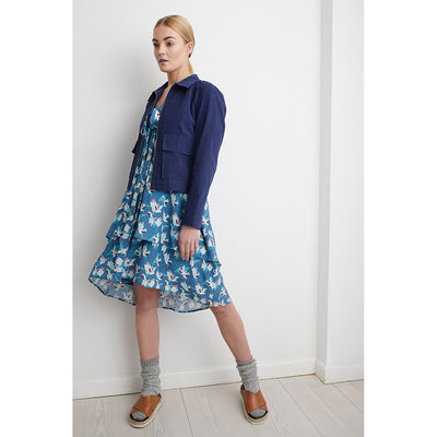 Darri silk dress shadow crane