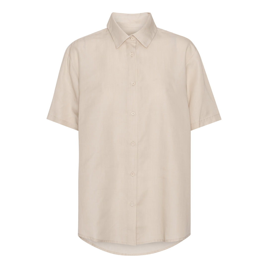 Signe oversize short sleeve Tencel shirt light beige
